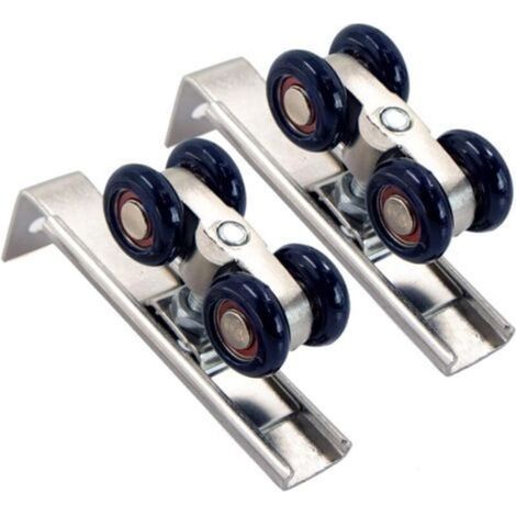 Sliding Door Roller Cupboard Pulley - Sliding Door Hardware Aluminum Alloy Sliding Profile for Interior, Passage Doors, Wood, Sliding Glass, 2 Pieces (1/4)