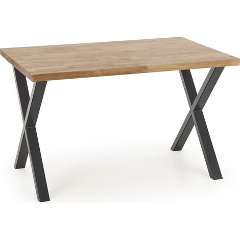Table a manger extensible en chêne massif et métal 120cm Vinus - Sans rallonge (1/3)