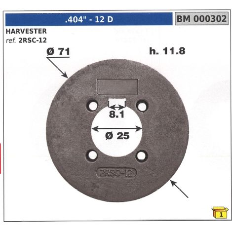Piñón HARVESTER dientes de la corona dentada autoalineable 12 .404" 000302
