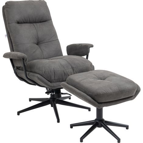 Fauteuil inclinable avec repose pieds, dossier réglable microfibre, gris foncé (1/5)