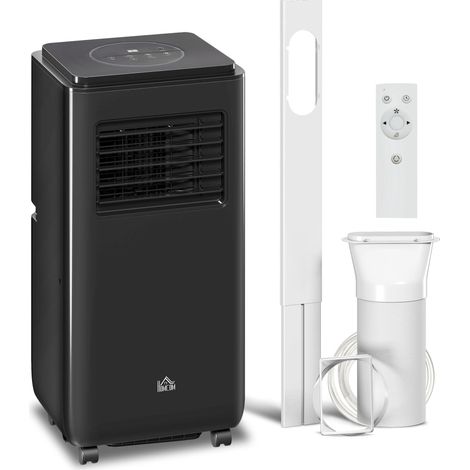 Climatiseur portable 950 W, 5 modes et 3 vitesses, en plastique ABS et acier, 33 x 28 x 70,4 cm, noir (1/5)