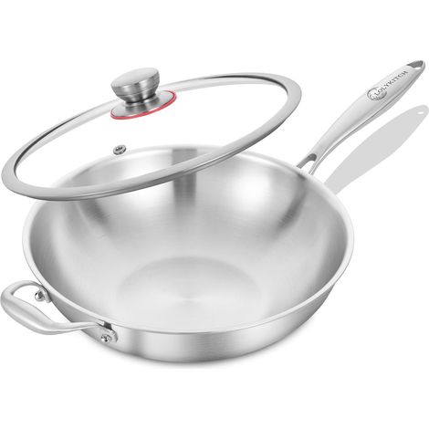 Wok 34 cm Stainless Steel 18/8, Without Coating, Lid (1/5)