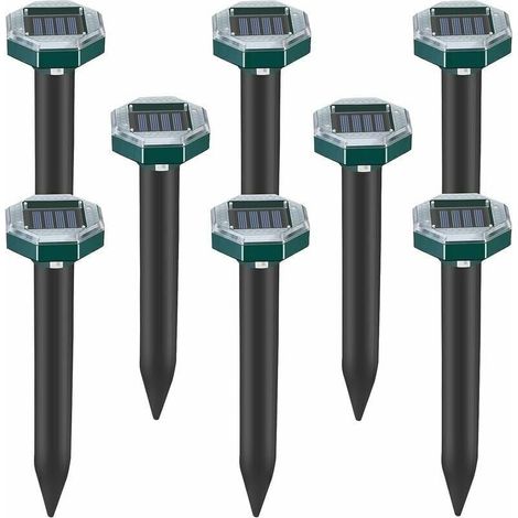 Lot de 8 pics repulsifs a ultrasons pour taupes, serpents et campagnols a energie solaire pour pelouse, jardin et cour, repulsif a sardines (1/5)