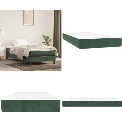 Materasso a Molle Insacchettate Rigidità Media Verde Scuro 80x200x20 cm in Velluto - Materasso in velluto - Schiuma confortevole