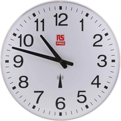Rs Pro – Horloge murale analogique radio-pilotée Ø 420mm – Incassable en plastique – Alimentation par piles – Affichage clair