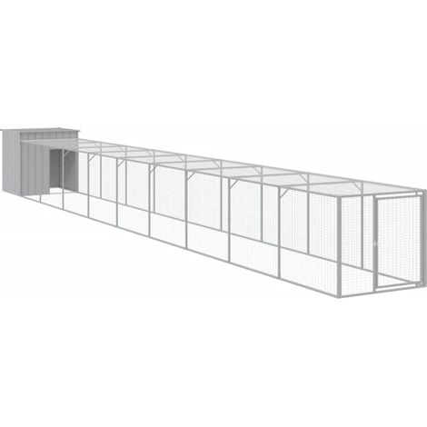 Maison Exclusive - Pollaio Area Corsa Grigio Chiaro 110x1017x110cm Acciaio Zincato