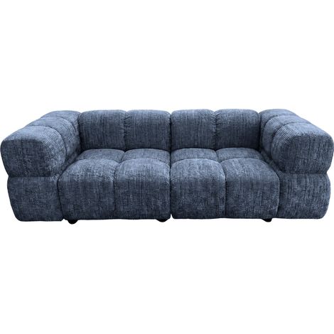 GUSTAVE - Canapé droit tissu chenille 2 places Bleu (1/5)