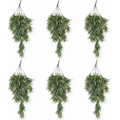 Pack of 6 x 80cm Italian Ruscus Hanging Plant with Realistic Foliage - Sage Green (1/5)