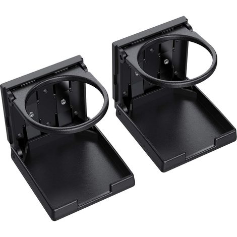 Lot de 2 porte-gobelets universels, pliables et réglables, noirs, en plastique étanche, de 7,5 cm de diamètre, pour voiture, camion, bateau ou fourgonnette. (1/5)