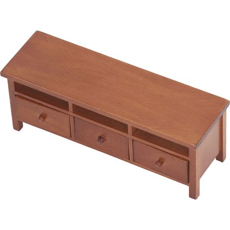 Meuble TV miniature avec tiroirs, modèle de meuble décoratif en bois pour maisons de poupées à l'échelle 1:12, couleur bordeaux. (1/5)