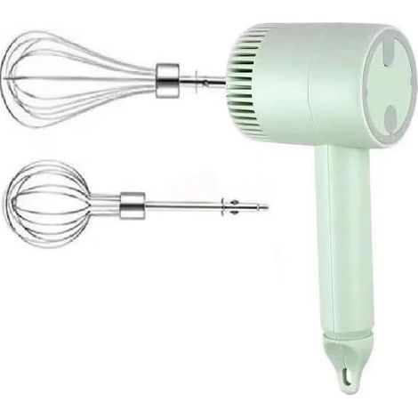 Batteur électrique manuel rechargeable par USB avec 3 niveaux de vitesse pour fouetter, mixer, pudding, battre à œufs (vert) (1/5)