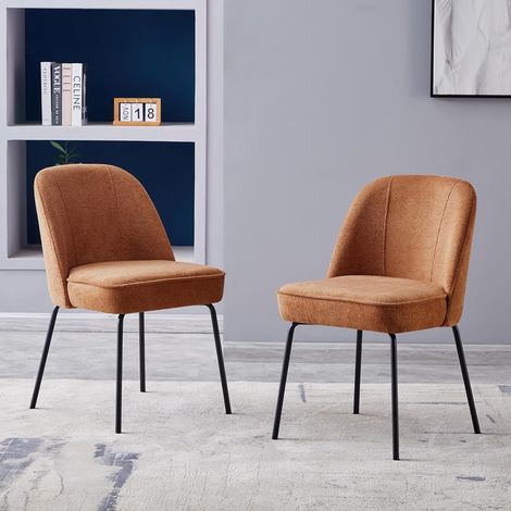 JYMTOM Chaise de Salle à Manger avec Coussin à Ressorts, Dossier Ergonomique, Pied Métal et Coussinets de Protection – 82 cm de Hauteur, Assise 50 cm ( 2 ,Orange ) (1/5)