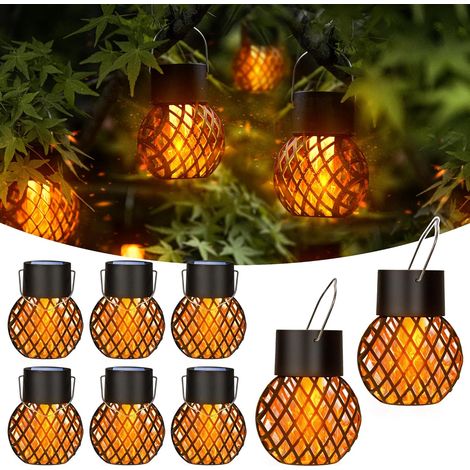 Lampes d'extérieur jardin, paquet de 8, lampes solaires suspendues, lampes solaires imperméables solaires, suspension de cour de d'extérieur (1/5)
