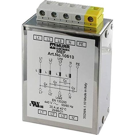 Murrelektronik Filtro eléctrico 20A 440V Compacto para montaje en cuadro