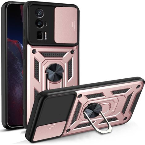Étui de protection pour Xiaomi Poco F5 Pro, Nox Camera Slide, or rose + verre (1/2)