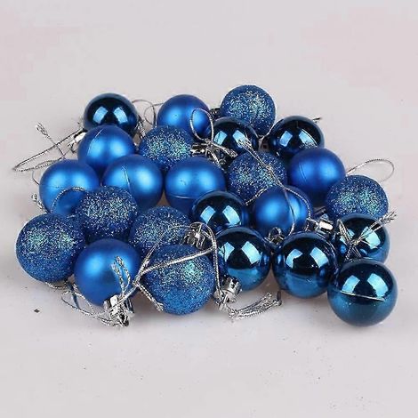 Lot de 24 boules de Noël en verre bleu de 3 cm, pour sapin, porte, mur, fêtes et décorations de mariage. (1/5)