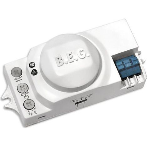 Détecteur de mouvement hyperfréquences 360° – Intégration LUXOMAT – Portée 8m – Temporisation 5s – Canal 1200W – B.E.G