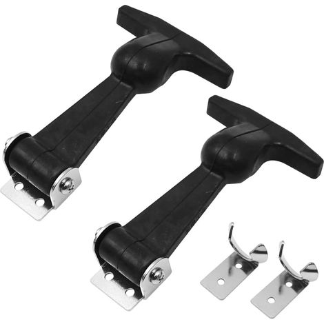 Lot de 2 loquets de Capot en Caoutchouc élastiques en Acier Inoxydable avec poignée en T Flexible et loquets de tirage Flexibles en Caoutchouc pour boTe à Outils,Chariot,Moteur de véhicule (1/5)