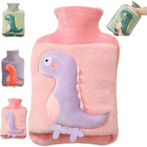 Bouillotte, 2L Grand Bouillotte Regles Douloureuses en Peluche pais et Dlicat, Bouillotte Eau Chaude 100% dinosaure rose BOUILLOTTE (1/4)