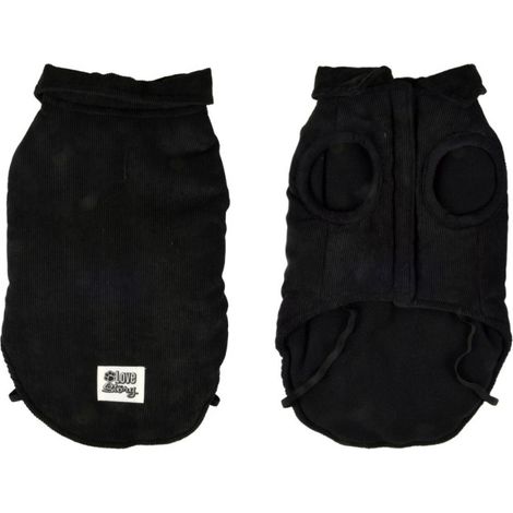 Manteau Pour Chien "Velours Côtelé" 30cm Noir (1/5)