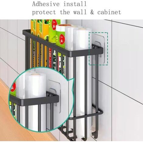 Boîte de rangement en 2 parties pour portes d'armoires de cuisine, boîte de rangement murale auto-adhésive, boîte de rangement pour armoires/salles de bain/réfrigérateurs pour ranger divers articles ( (1/4)