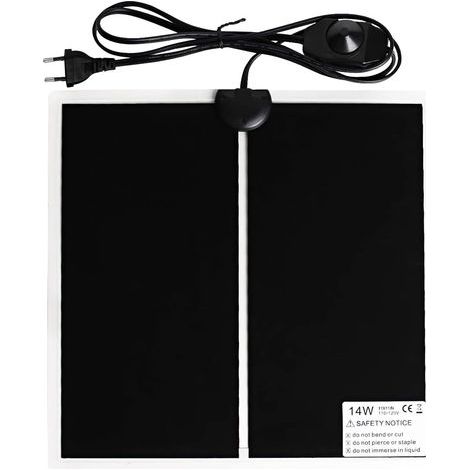 Tapis Chauffant pour Terrarium, 28 X 28CM Tapis Chauffant, Tapis Chauffant Terrarium, Tapis Chauffant pour Reptile, température réglable (0-35 degrés) Fiche européenne (14W, 220V-240V) (1/5)