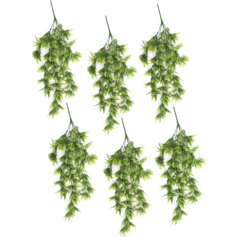 Pack of 6 x Hanging UV and Fire Resistant Artificial Boston Fern Plant 75cm (1/4)