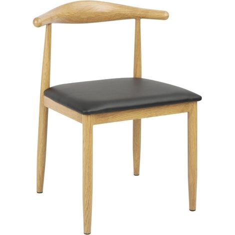 Lot 2 chaises en acier robuste peint avec un effet bois, CAMDEN (1/5)