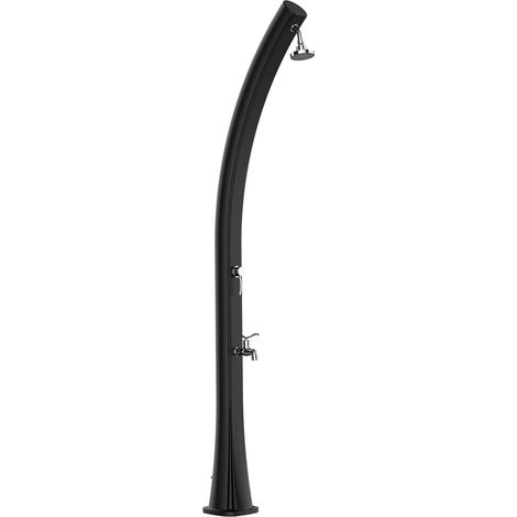 MPC Doccia Piscina Nera in Polietilene HD con Riscaldamento Solare Altezza 226 cm Serbatoio 25 Litri Lavapiedi e Rubinetti in Ottone Modello Rio