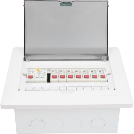 Verteilerkasten für Innenbeleuchtung, verdeckt, 7-fach + 1-poliger Fehlerstromschutzschalter, 63 A, 230/400 V (1/5)
