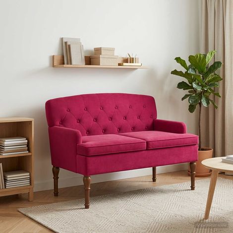 vidaXL Sofá amoroso con botones acolchados Rojo vino 111 x 65 x 79 cm (1/5)