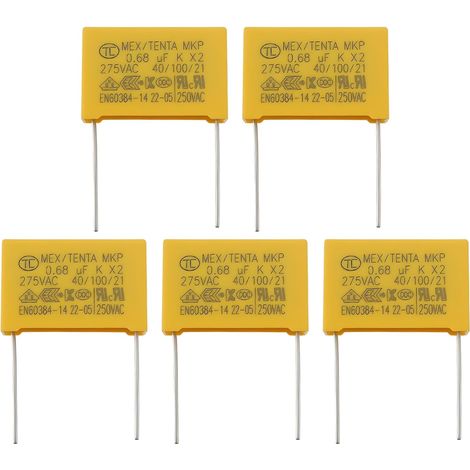 Lot de 5 Condensateurs de Sécurité MKP 0,68 UF 275 VCA X2 Compatible avec Senseo La Machine à Café 7850 Pas de 22,5 Mm (1/5)