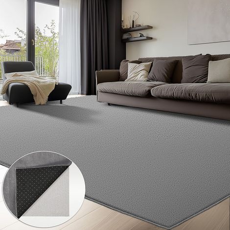 VOUNOT® Tappeto Morbido a Pelo Corto 240x340 cm con Doppio Sistema Antiscivolo, Stile Moderno, Grigio