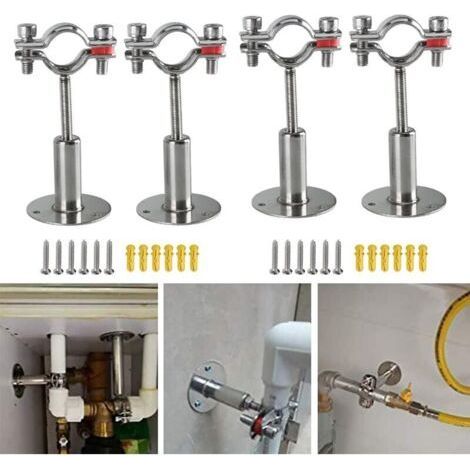 Stainless Steel Wall Bracket for 19-22mm Diameter Pipes, Adjustable Stainless Steel Hose Clamps (1/4)