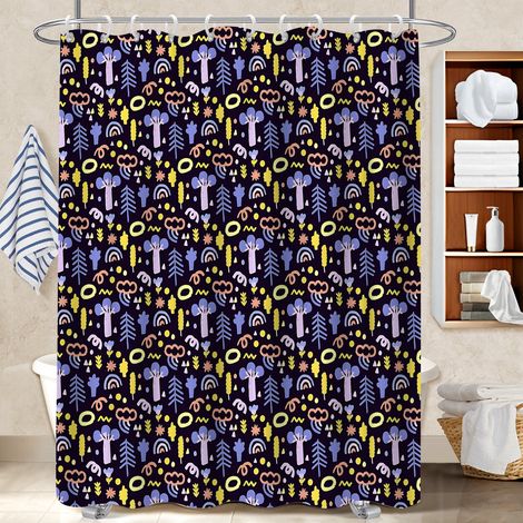 Rideau de douche tissu polyester 180x180 pratique rideau imperméable pour salle d’eau sans fenêtre (1/5)