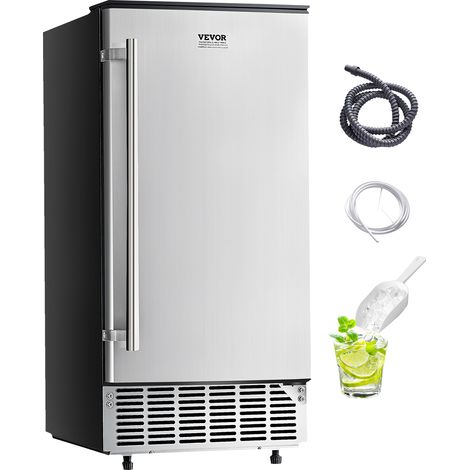 VEVOR Machine a Glacons sous Plan Encastrable, Appareil de Preparation de Glacons Capacite 36,3 kg/24 h, avec Porte Reversible en Acier Inoxydable, Drainage Electrique, pour Cuisine Bar Bureau Maison