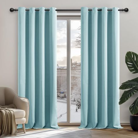 2 Pièces Rideau, Œillets Métalliques, Polyester 230g, Filtration Lumière, Salon Chambre (1/5)