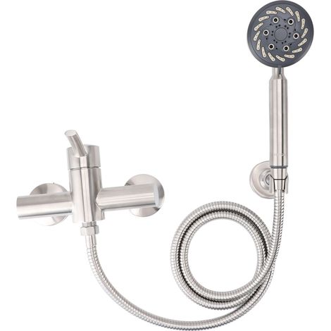 Ensemble de robinetterie de douche, système de douche en acier inoxydable, économiseur d'eau, douchette multifonction et pommeau de douche effet pluie pour salle de bain (1/5)