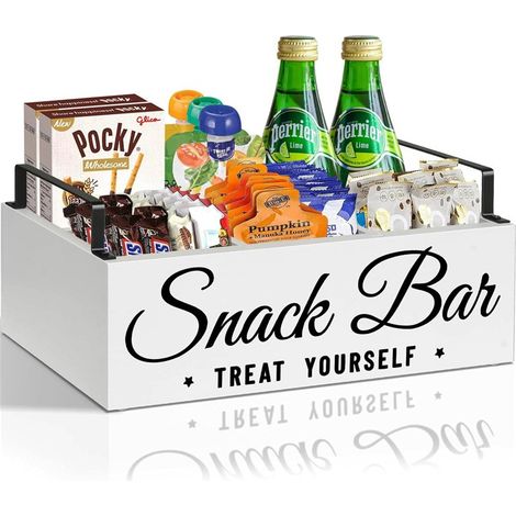 Boîte de rangement pour en-cas, organiseur de capsules de café, porte-boissons, en bois massif blanc