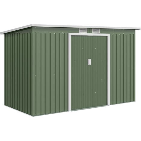 Abri de Jardin 3,6 m² Remises et Outlets avec kit de fondation en Acier renforcé avec Portes coulissantes Vert clair (1/5)