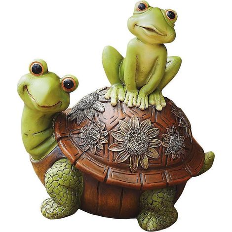 Figurines de grenouilles et de tortues en résine, ornements de jardin en résine, décorations d'extérieur (1/5)
