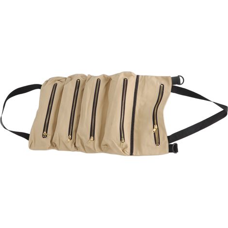 Sac de Rangement pour Outils de Jardin en Toile Pliable pour Siège Arrière de Voiture, Pochette Roulable pour Clés et Pinces, Couleur Kaki