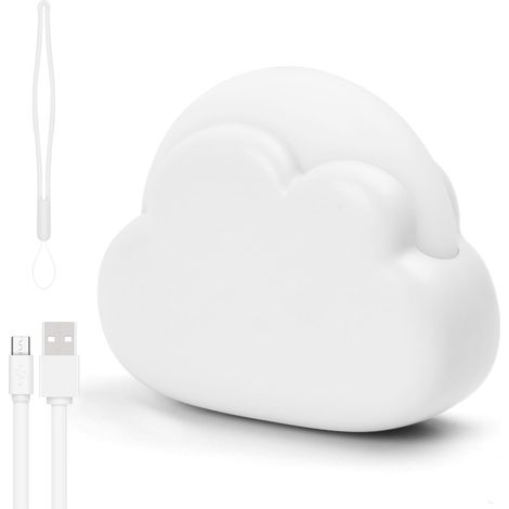 Veilleuse Enfant Rechargeable, Plastique LED Veilleuse Bébé Nomade Nuage, 4 Modes Lampe de Nuit Portable, Lampe de Chevet pour Chambre Enfant, Cadeau Naissance pour Fille Garçon (Blanc) (1/5)