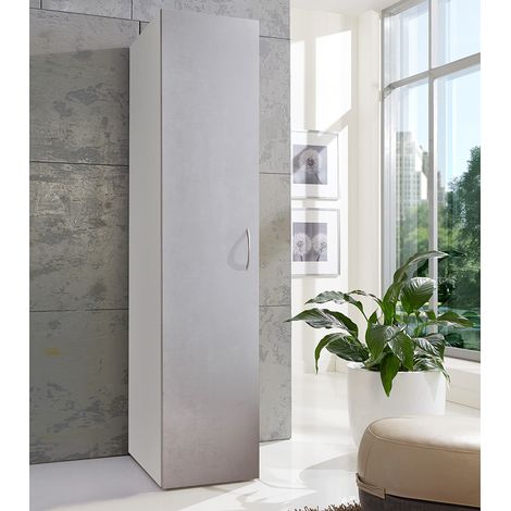 Garderobenschrank 1-türig weiß mit Betonoptik MIAMI-43, B/H/T ca. 40/185/54 cm (1/2)