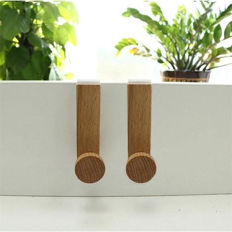 2 pièces armoires de cuisine crochet serviettes vêtements manteau salle de bain accessoires stockage cintre porte arrière support suspendu fer en bois support organisateur (1/3)
