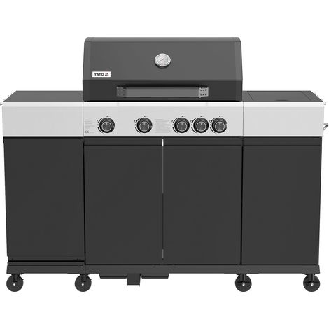 Mini Outdoor Küche, Gasgrill 4+1 Brennern 14,5 kW, LED, Gusseisenrost