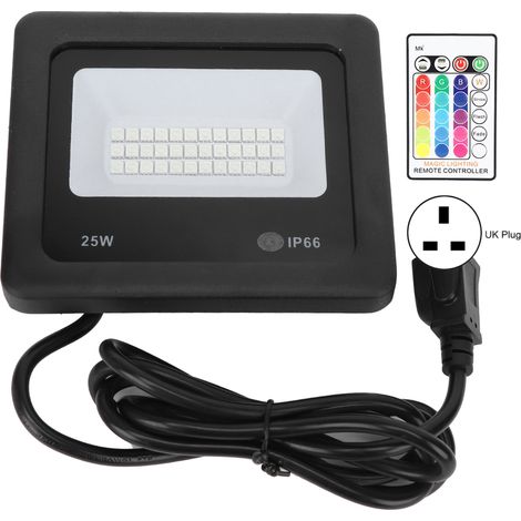 Projecteur LED RGB 25W avec télécommande, lumière de projection colorée pour cour jardin allée, AC85-265V UK (1/5)