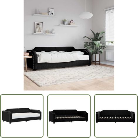 The Living Store Tagesbett mit Matratze Schwarz 80x200 cm Stoff - Tagesbett - Schlafsofa - Gästebett - Doppelbett - Sofa Bett Kombination (1/5)