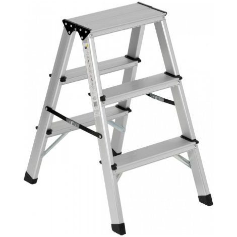 Sgabello in alluminio tre gradini doppia salita, antiscivolo 60x41x66h cm Fredi Revete
