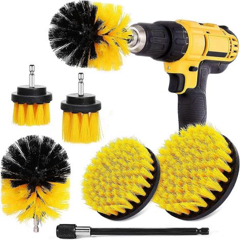 Brosse rotative pour perceuse, lot de 7, pour le nettoyage des tapis de voiture, salles de bain, intérieur de voiture, sièges, brosse électrique (perceuse non incluse) (1/4)